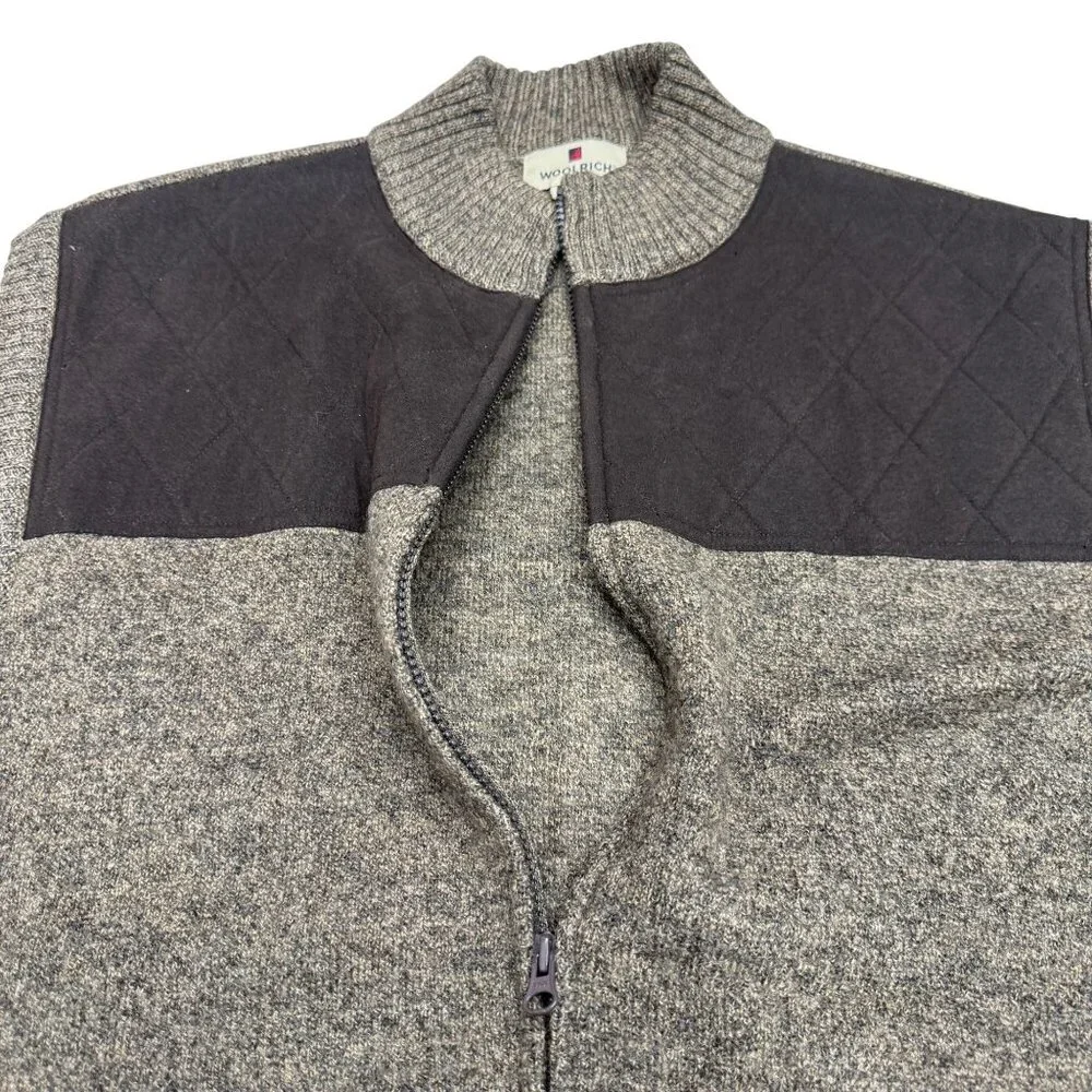 Woolrich Men's 100% Wool Full Zip Vest Woodchip Brown Pockets Outdoor, Size XL - Picture 3 of 8